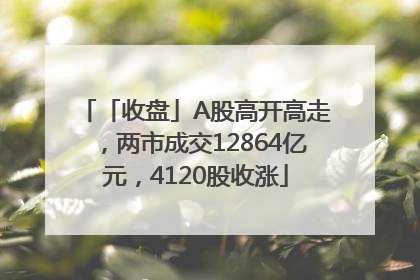 「收盘」A股高开高走，两市成交12864亿元，4120股收涨