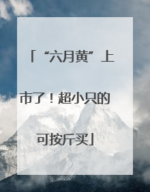 “六月黄”上市了！超小只的可按斤买