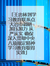 王忠林到学习教育联系点大冶市调研 加压加力 从严从实 确保深入贯彻中央八项规定精神学习教育取得实效