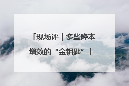 现场评｜多些降本增效的“金钥匙”