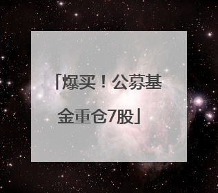 爆买！公募基金重仓7股