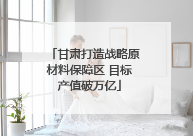 甘肃打造战略原材料保障区 目标产值破万亿