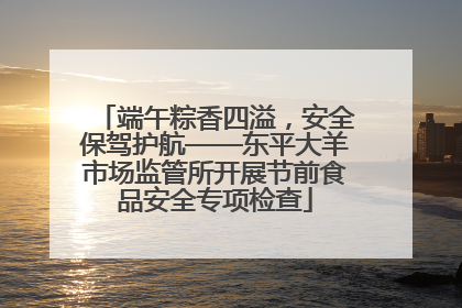 端午粽香四溢，安全保驾护航——东平大羊市场监管所开展节前食品安全专项检查