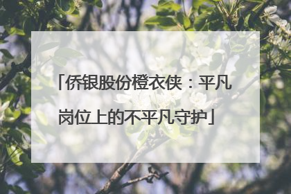 侨银股份橙衣侠：平凡岗位上的不平凡守护