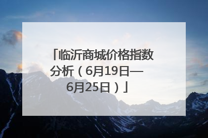 临沂商城价格指数分析（6月19日—6月25日）