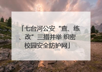 七台河公安“查、练、改”三措并举 织密校园安全防护网