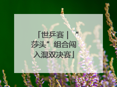 世乒赛｜“莎头”组合闯入混双决赛