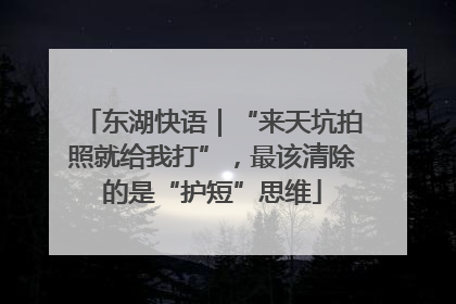 东湖快语｜“来天坑拍照就给我打”，最该清除的是“护短”思维