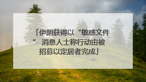 伊朗获得以“敏感文件” 消息人士称行动由被招募以定居者完成