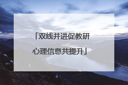 双线并进促教研 心理信息共提升