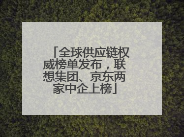 全球供应链权威榜单发布，联想集团、京东两家中企上榜