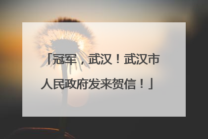 冠军，武汉！武汉市人民政府发来贺信！