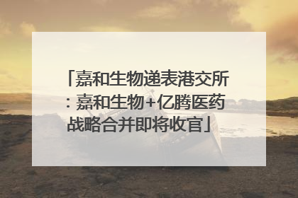 嘉和生物递表港交所：嘉和生物+亿腾医药战略合并即将收官
