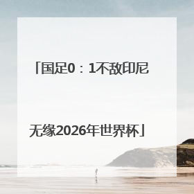 国足0：1不敌印尼 无缘2026年世界杯