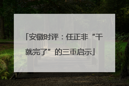 安徽时评：任正非“干就完了”的三重启示