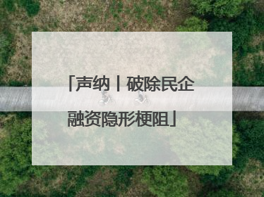 声纳丨破除民企融资隐形梗阻
