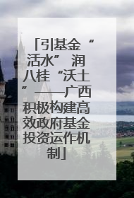 引基金“活水” 润八桂“沃土”——广西积极构建高效政府基金投资运作机制