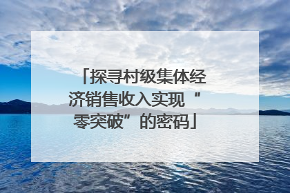 探寻村级集体经济销售收入实现“零突破”的密码