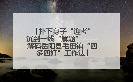 扑下身子“迎考” 沉到一线“解题”——解码岳阳县毛田镇“四多四好”工作法