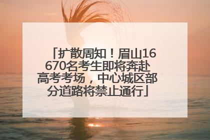 扩散周知！眉山16670名考生即将奔赴高考考场，中心城区部分道路将禁止通行