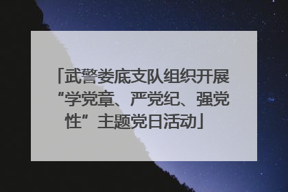 武警娄底支队组织开展“学党章、严党纪、强党性”主题党日活动