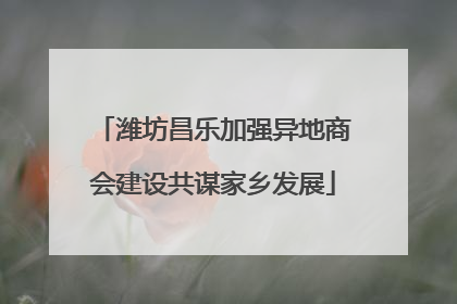 潍坊昌乐加强异地商会建设共谋家乡发展