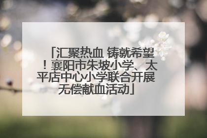 汇聚热血 铸就希望！襄阳市朱坡小学、太平店中心小学联合开展无偿献血活动
