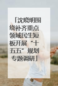 沈晓明围绕补齐重点领域民生短板开展“十五五”规划专题调研