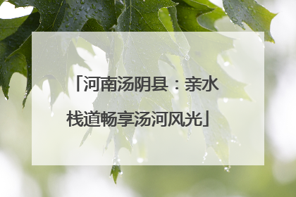 河南汤阴县：亲水栈道畅享汤河风光