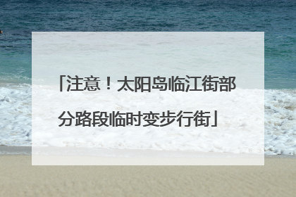 注意！太阳岛临江街部分路段临时变步行街
