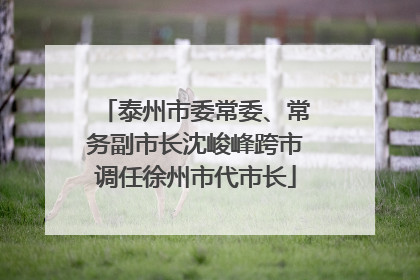 泰州市委常委、常务副市长沈峻峰跨市调任徐州市代市长