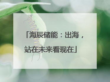 海辰储能：出海，站在未来看现在