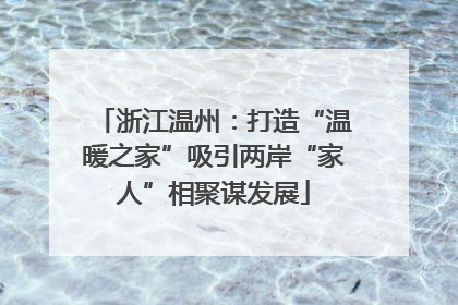 浙江温州：打造“温暖之家”吸引两岸“家人”相聚谋发展