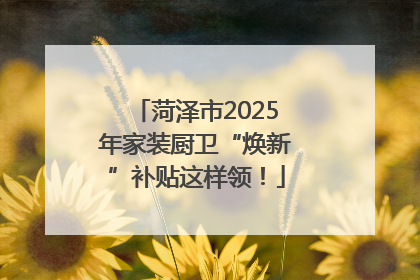 菏泽市2025年家装厨卫“焕新”补贴这样领！
