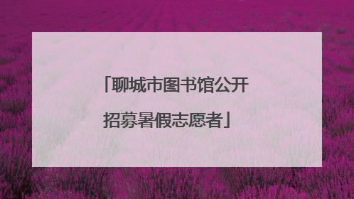 聊城市图书馆公开招募暑假志愿者