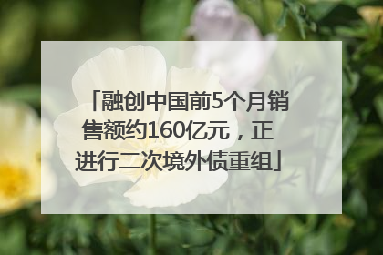 融创中国前5个月销售额约160亿元，正进行二次境外债重组