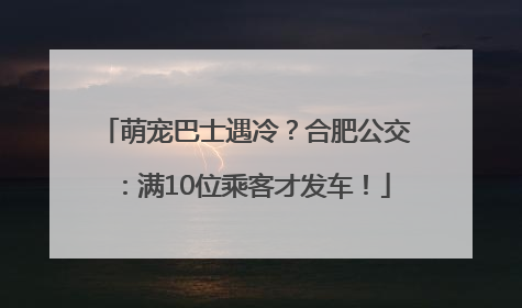 萌宠巴士遇冷？合肥公交：满10位乘客才发车！