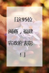 这95位闽商，福建省政府表彰！