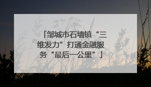邹城市石墙镇“三维发力”打通金融服务“最后一公里”