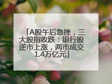 A股午后急挫，三大股指收跌：银行股逆市上涨，两市成交1.4万亿元